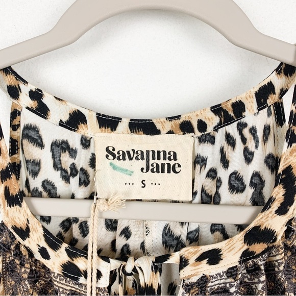 NWT Savannah JaneLeopard Print Floral Embroidered Tank Top Sz S - Picture 5 of 6